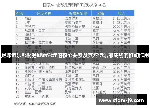 足球俱乐部财务健康管理的核心要素及其对俱乐部成功的推动作用 足球俱乐部财务健康管理的核心要素及其对俱乐部成功的推动作用